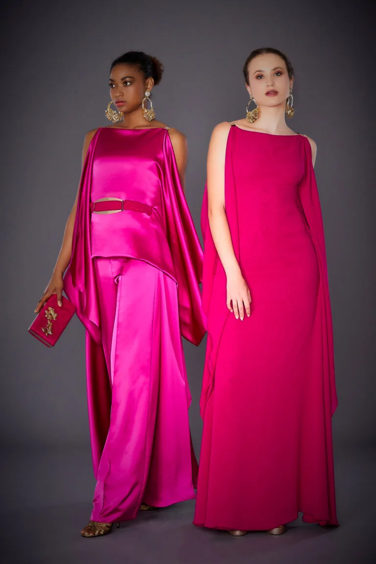 Vestido de fiesta Jose Fuentes – Icónic Fiesta – Blusón + Pantalón Modelo Oshra + Kaftan Vanna